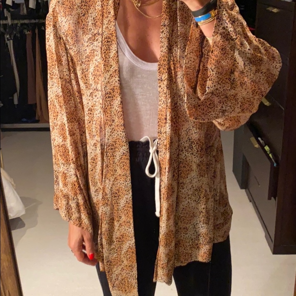 Blu moon sheer leopard kimono jacket